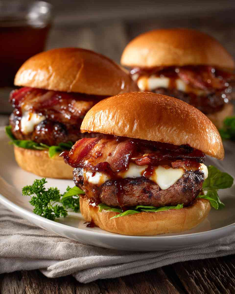 Grilled BBQ Bacon Cheeseburgers