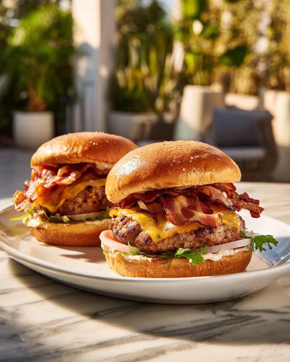 Grilled Beef and Pork Burgers