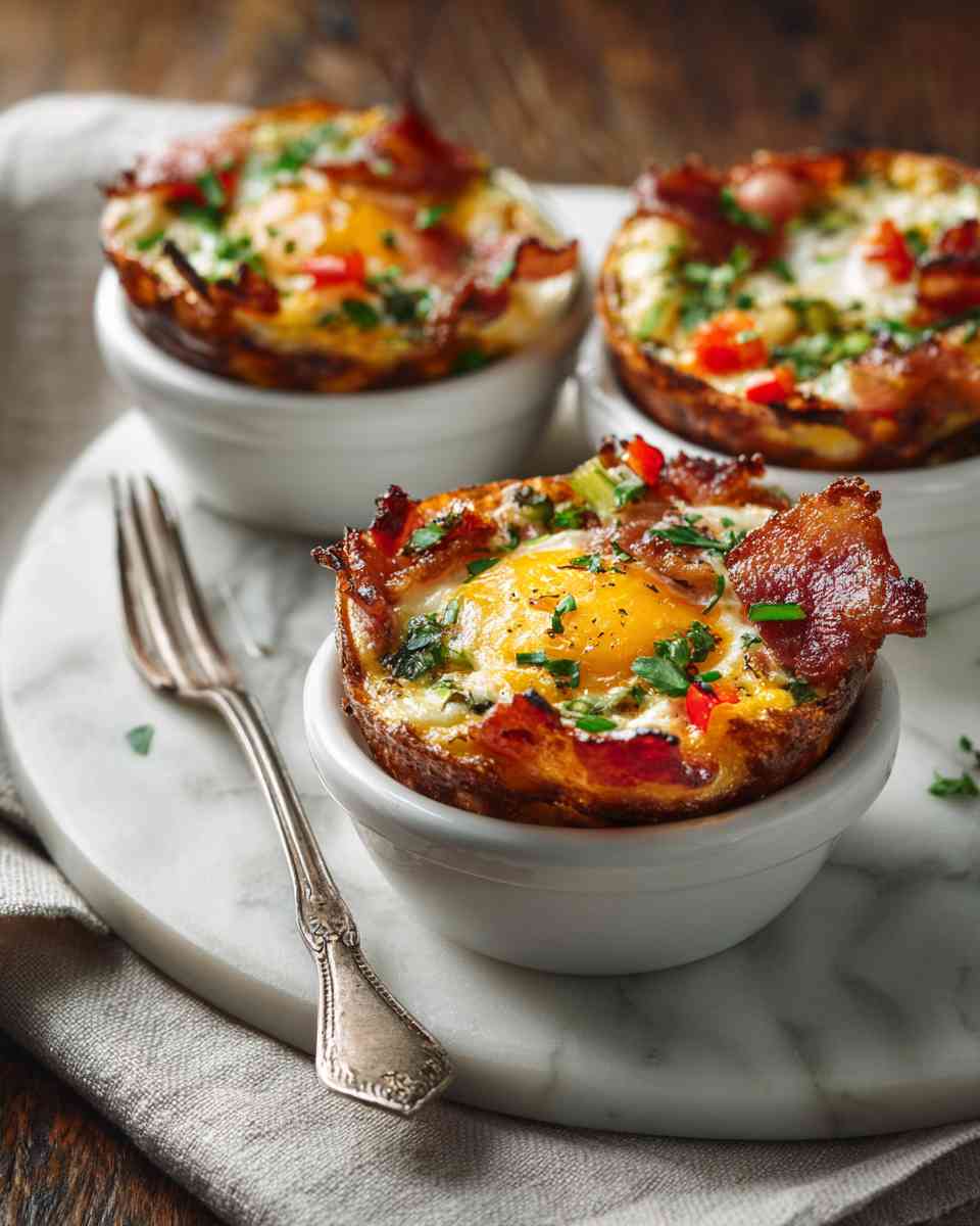 Grilled Breakfast Egg Cups with Bacon, Cheese, and Veggies
