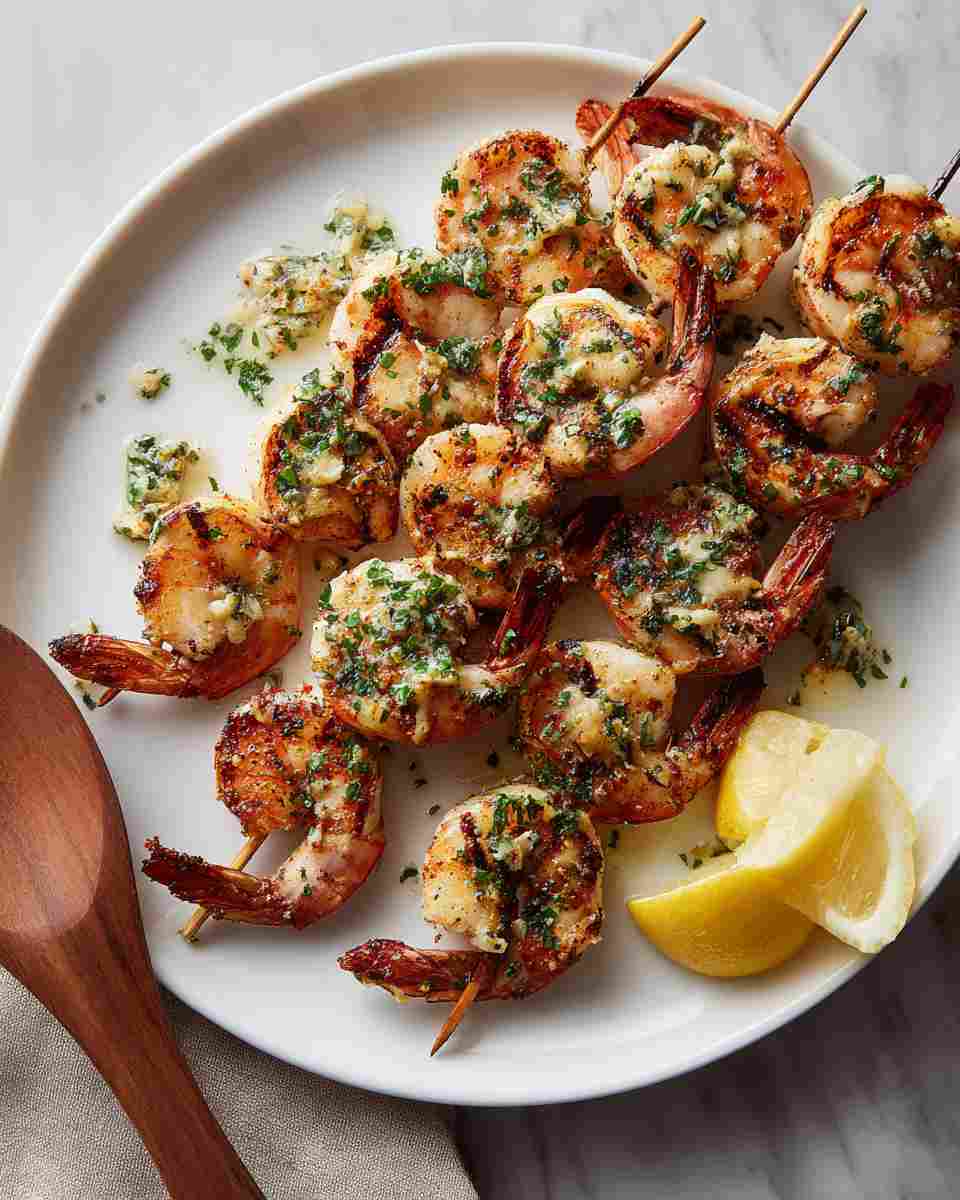 Grilled Cajun Shrimp Skewers with Herbed Butter