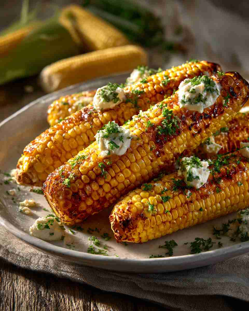 Grilled Cheesy Horseradish Corn on the Cob