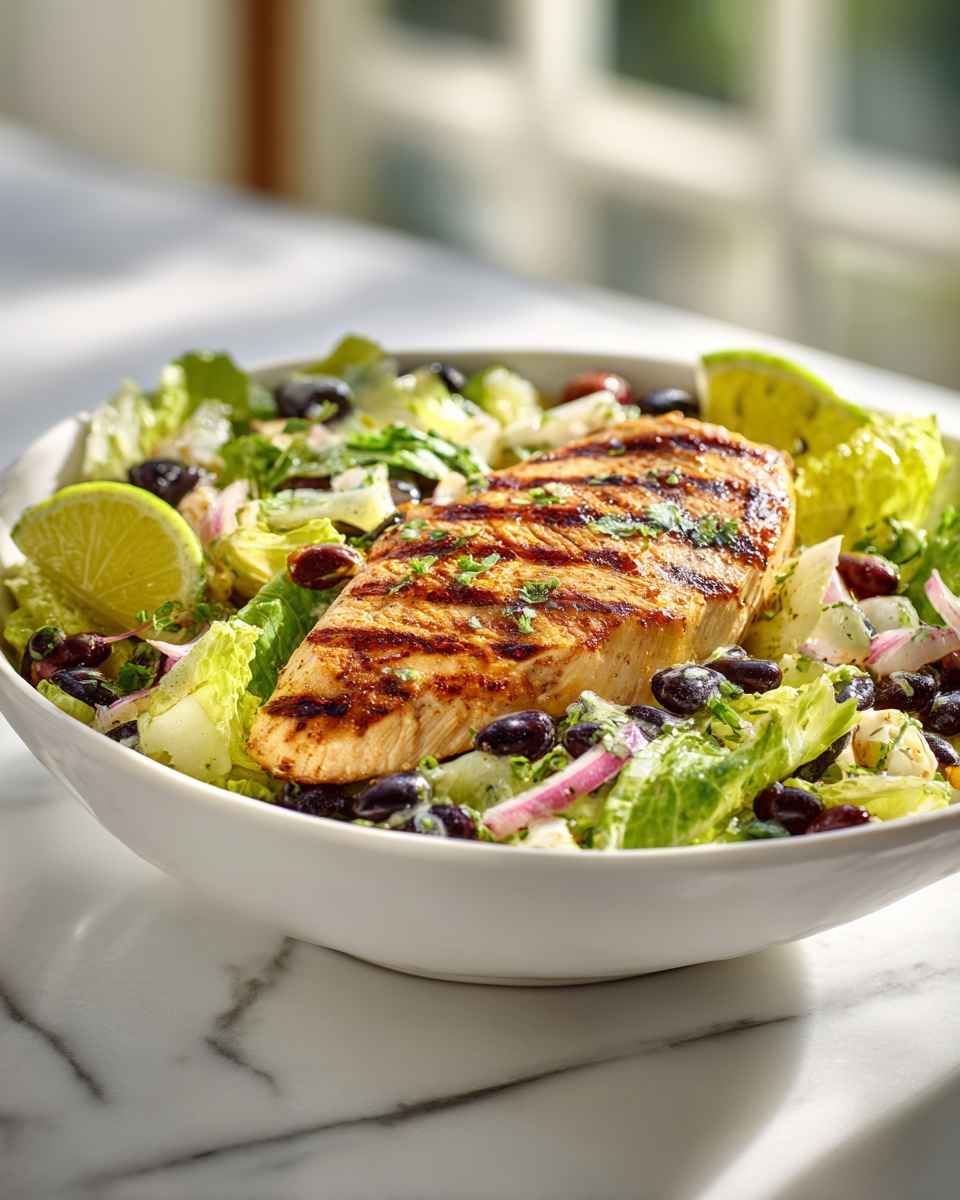 Grilled Chicken and Black Bean Salad with Zesty Lime Dressing