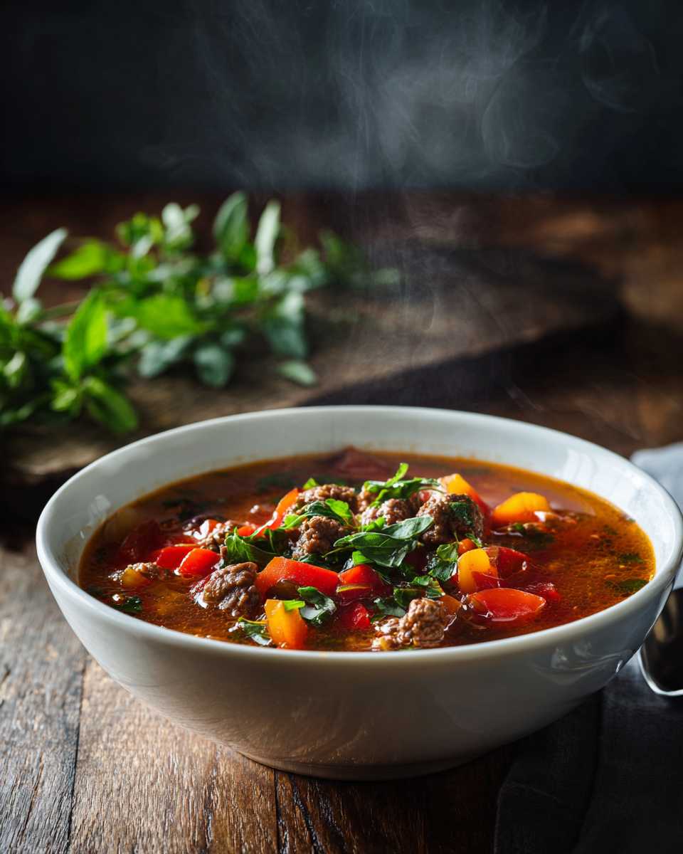 Hearty Beef and Pepper Soup