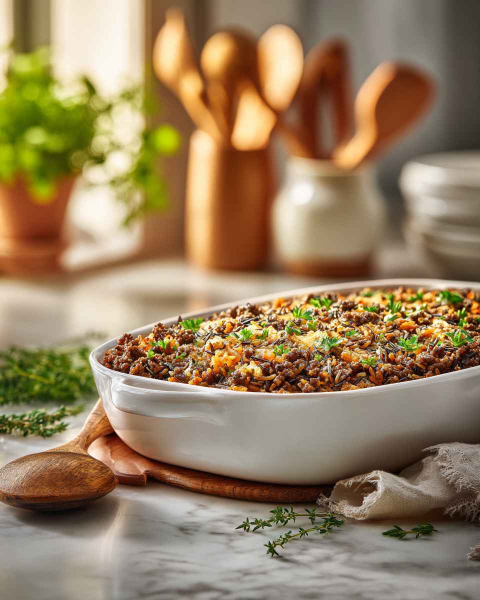 Hearty Beef and Wild Rice Bake