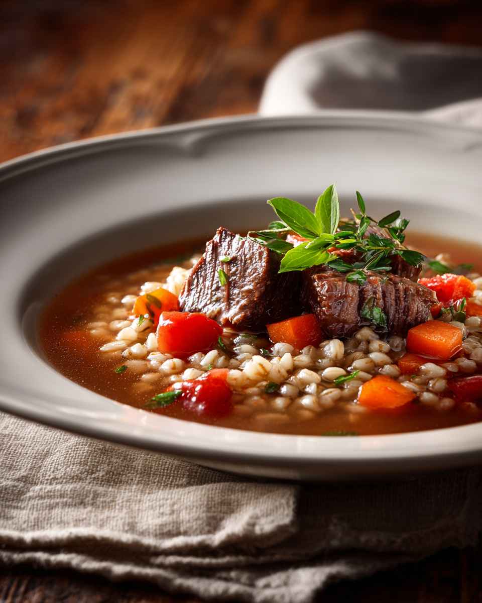 Hearty Braised Beef and Barley Soup