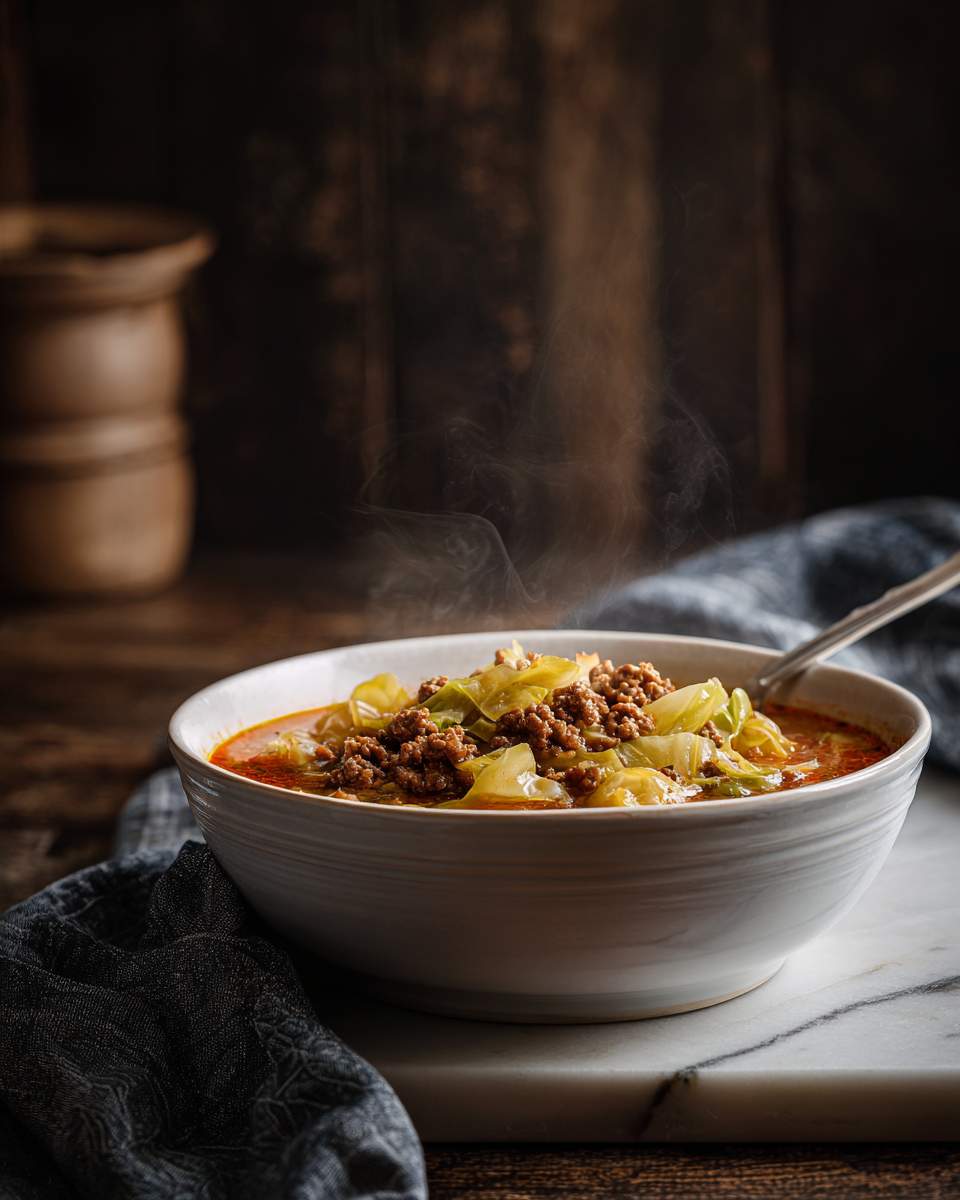 Hearty Cabbage and Ground Beef Soup