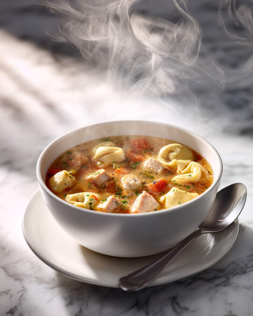 Hearty Chicken and Cheese Tortellini Soup