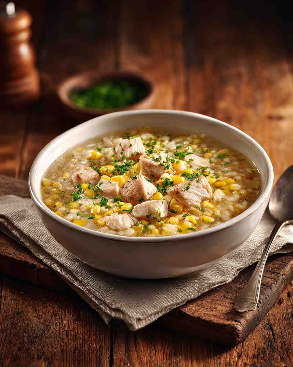 Hearty Chicken and Corn Soup with Homemade Rivels