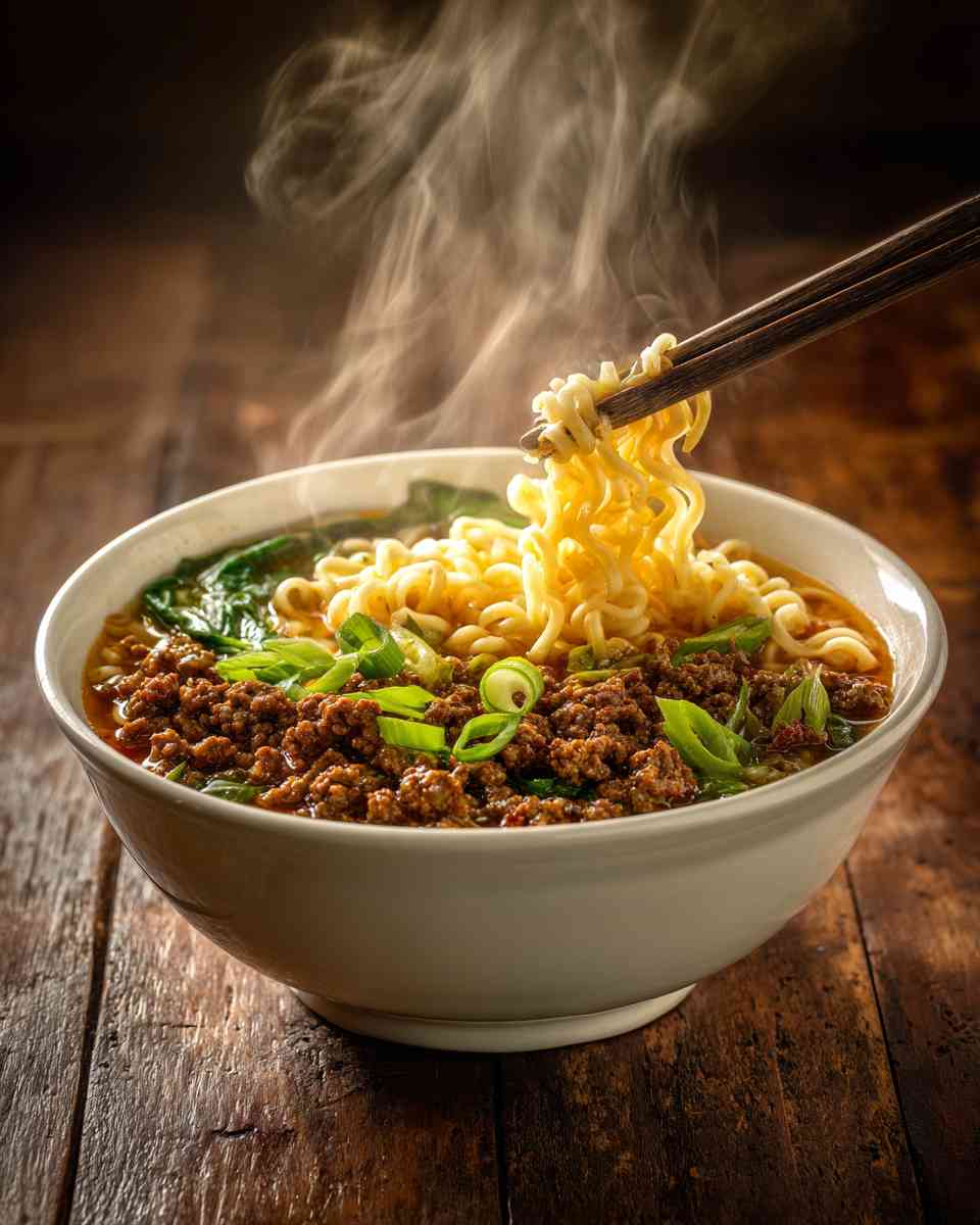 Hearty Ground Beef and Ramen Noodle Soup