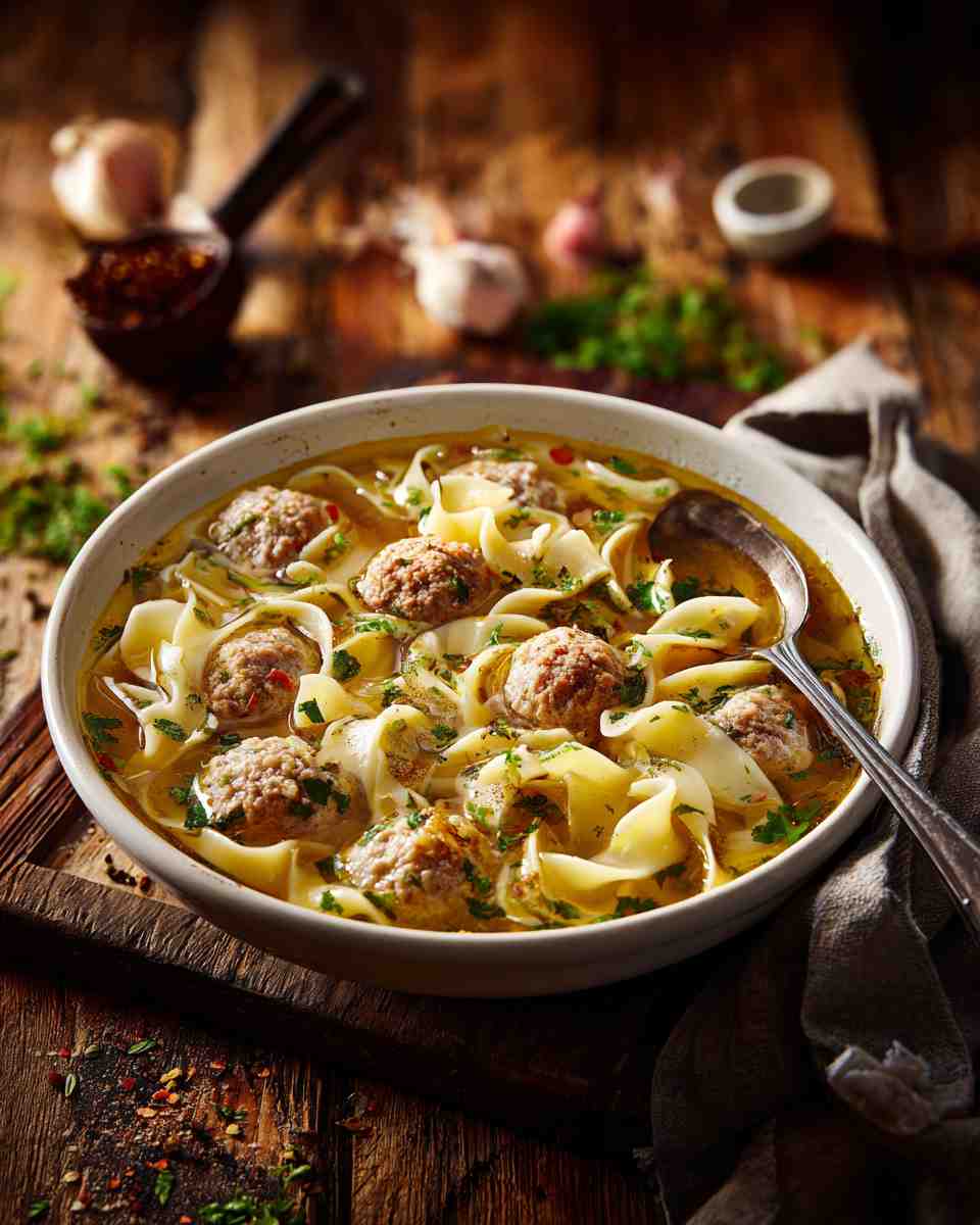 Hearty Turkey Meatball Noodle Soup