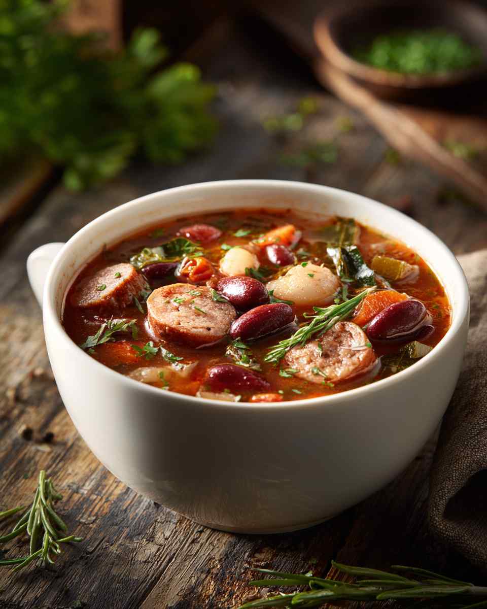 Hearty Turkey Sausage and Bean Soup