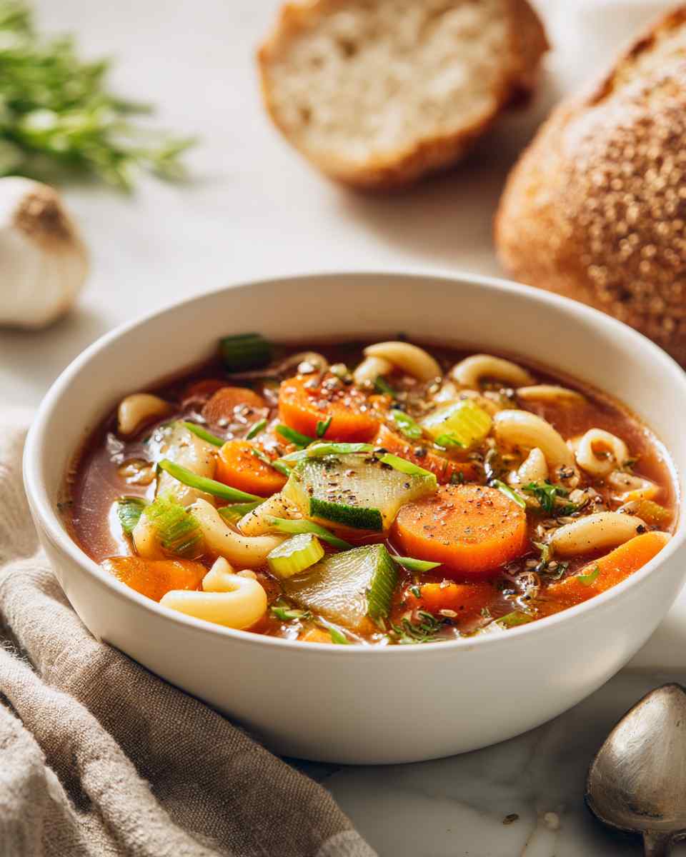 Hearty Vegetable and Whole Wheat Pasta Minestrone Soup
