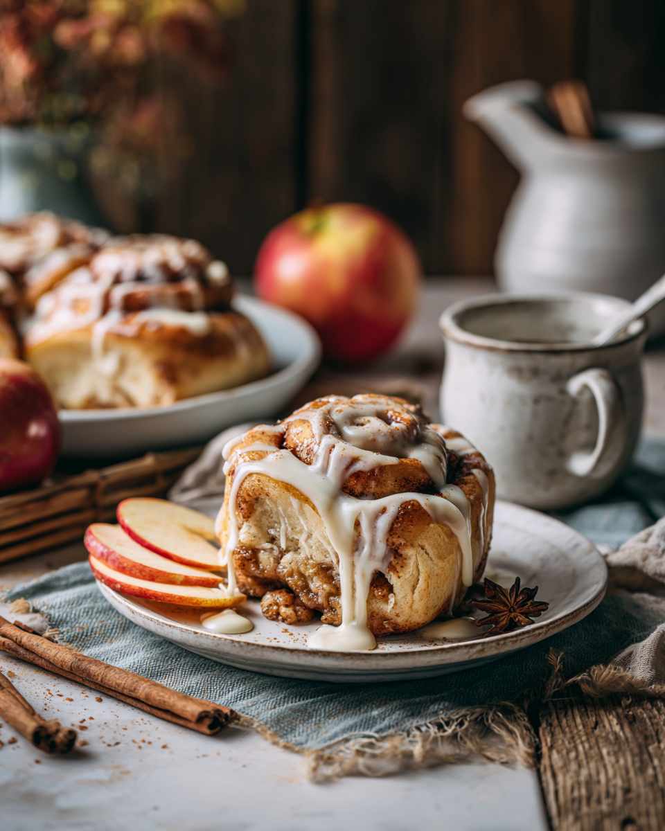 Homemade Apple Cider Cinnamon Rolls with Cream Cheese Frosting