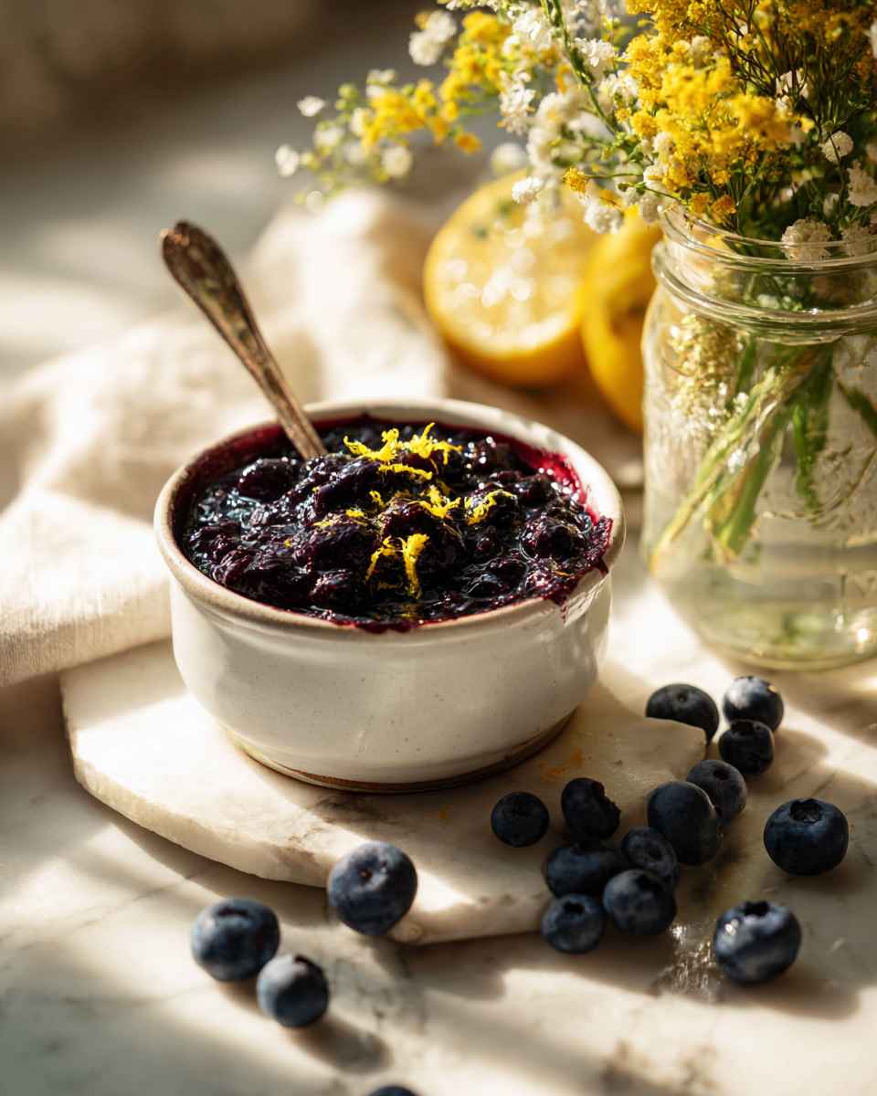 Homemade Blueberry Jam with Cinnamon and Lemon