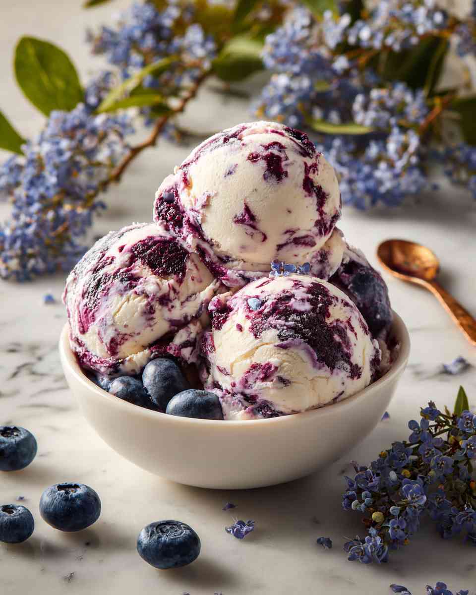 Homemade Blueberry Swirl Ice Cream