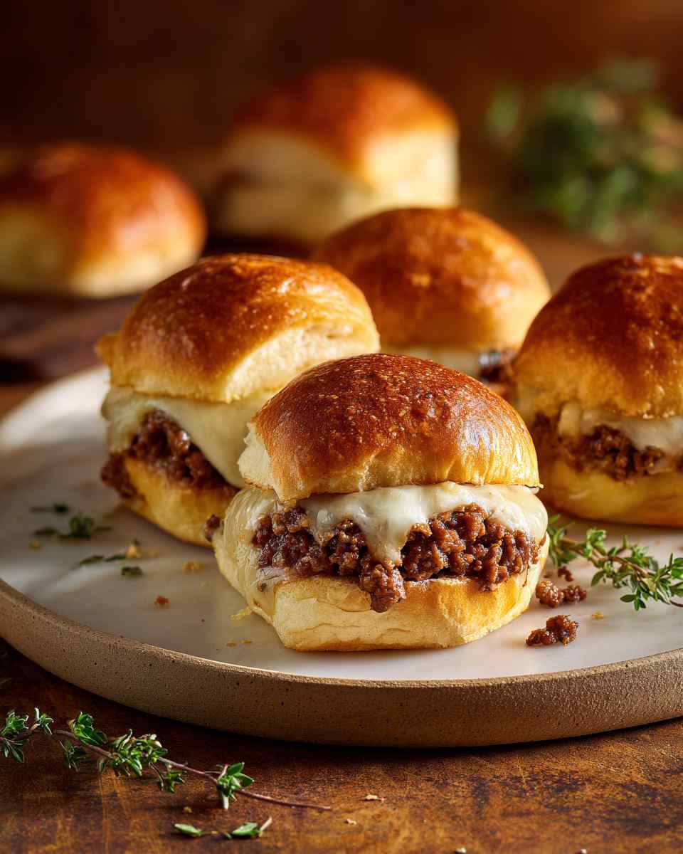 Homemade Cheeseburger Buns with Seasoned Beef Filling