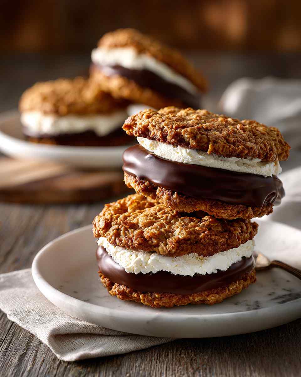 Homemade Oatmeal Cookie Ice Cream Sandwiches