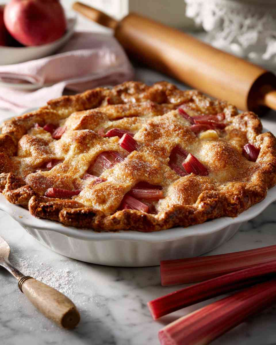 Homemade Rhubarb Pie with Flaky Crust