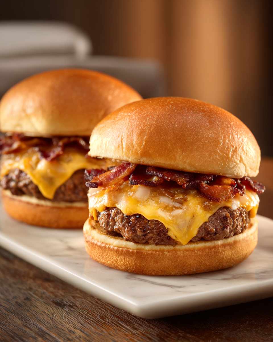 Juicy Cheddar Bacon Cheeseburgers