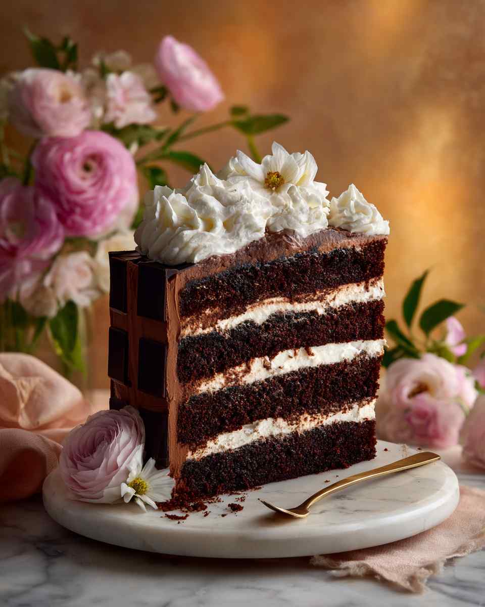 Layered Checkerboard Cake with Chocolate Buttercream