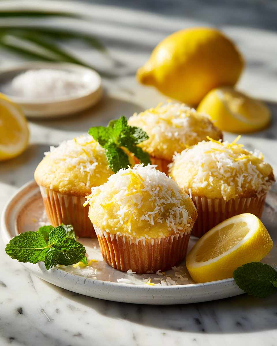 Lemon Coconut Muffins with Tangy Lemon Glaze