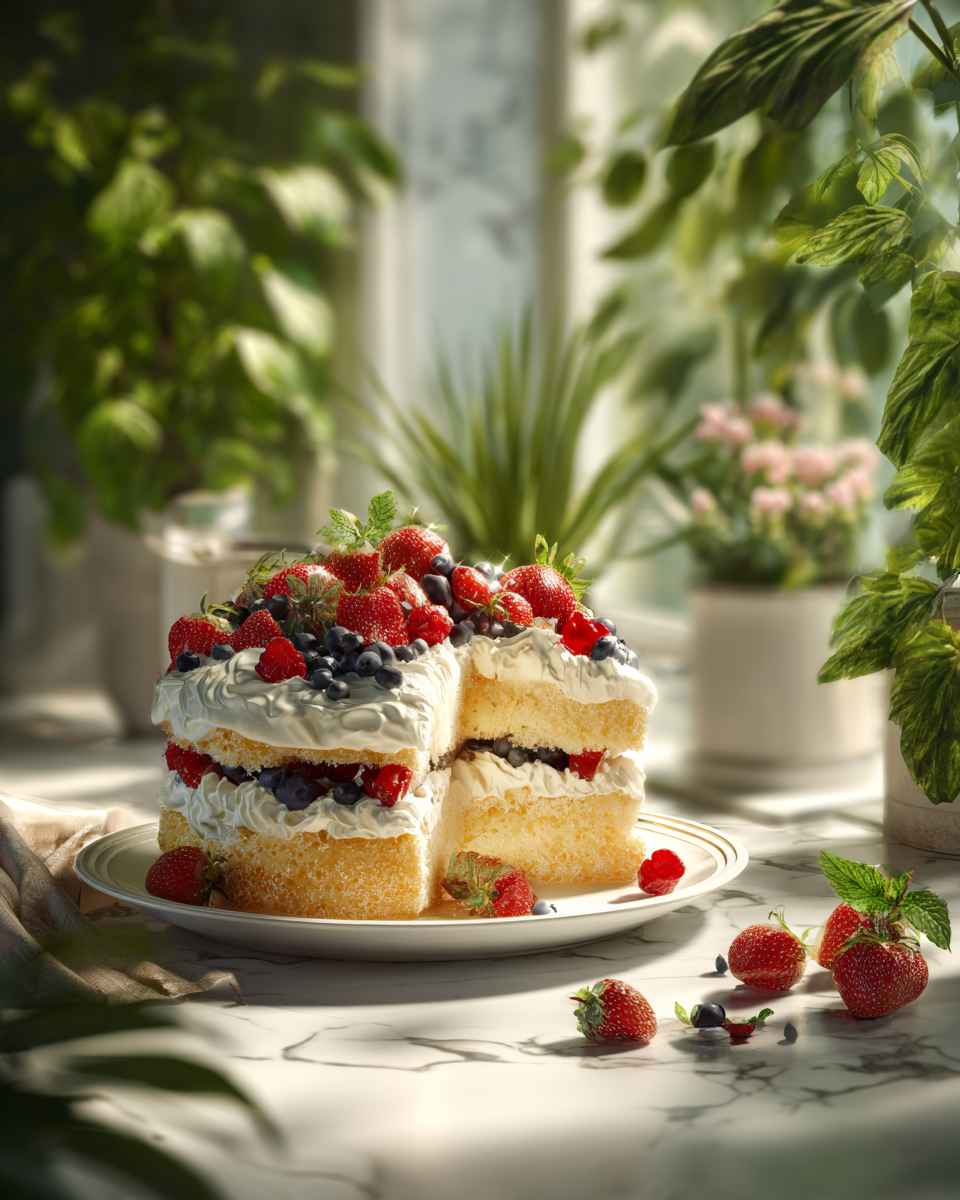 Luscious Berries and Cream Cake