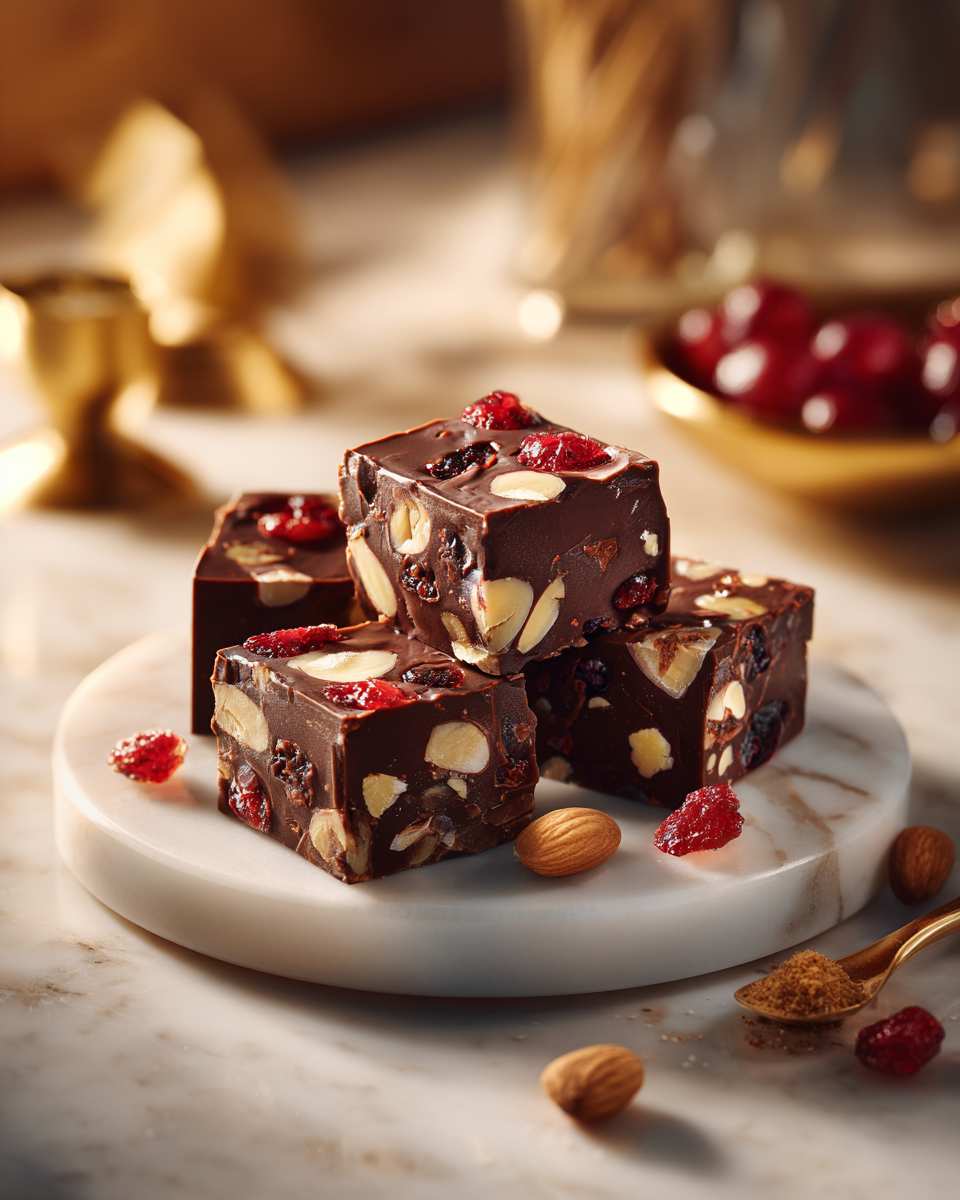 Microwave Almond Cherry Chocolate Fudge