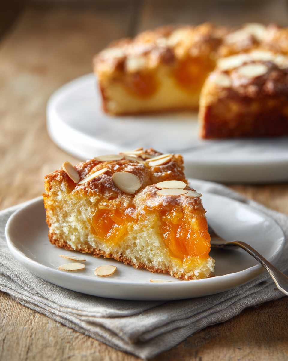 Moist Almond Apricot Swirl Coffee Cake