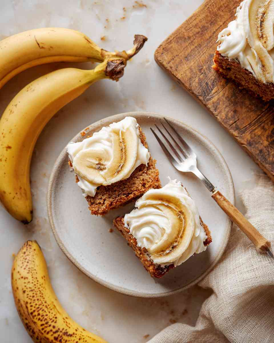 Moist Banana Bread Bars with Creamy Cream Cheese Frosting