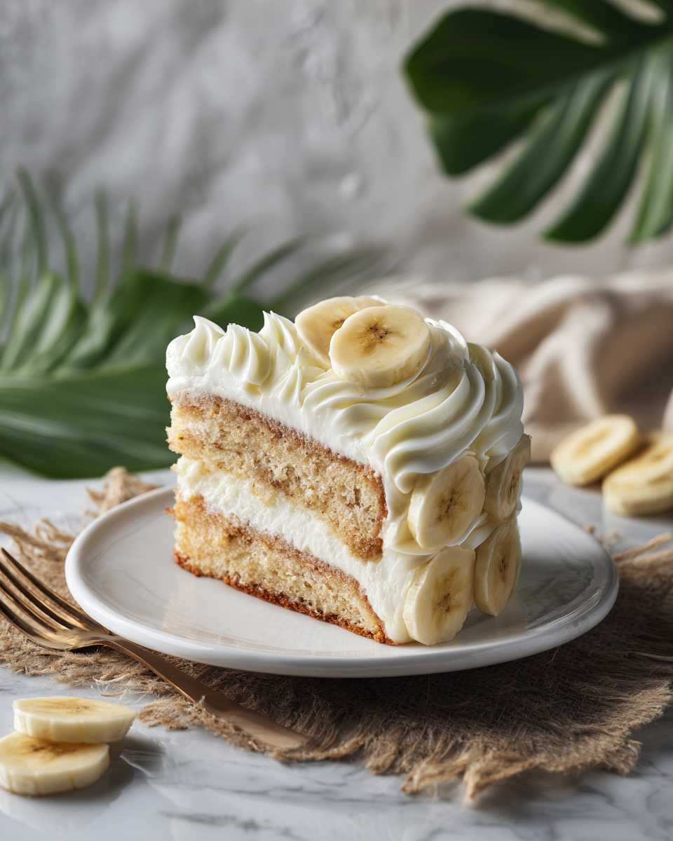 Moist Banana Cake with Creamy Frosting