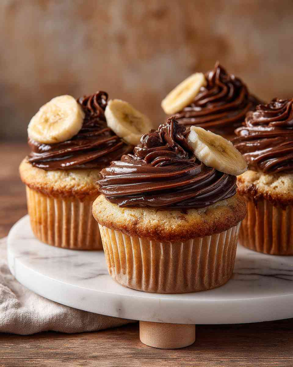 Moist Banana Cupcakes with Creamy Chocolate Ganache Frosting