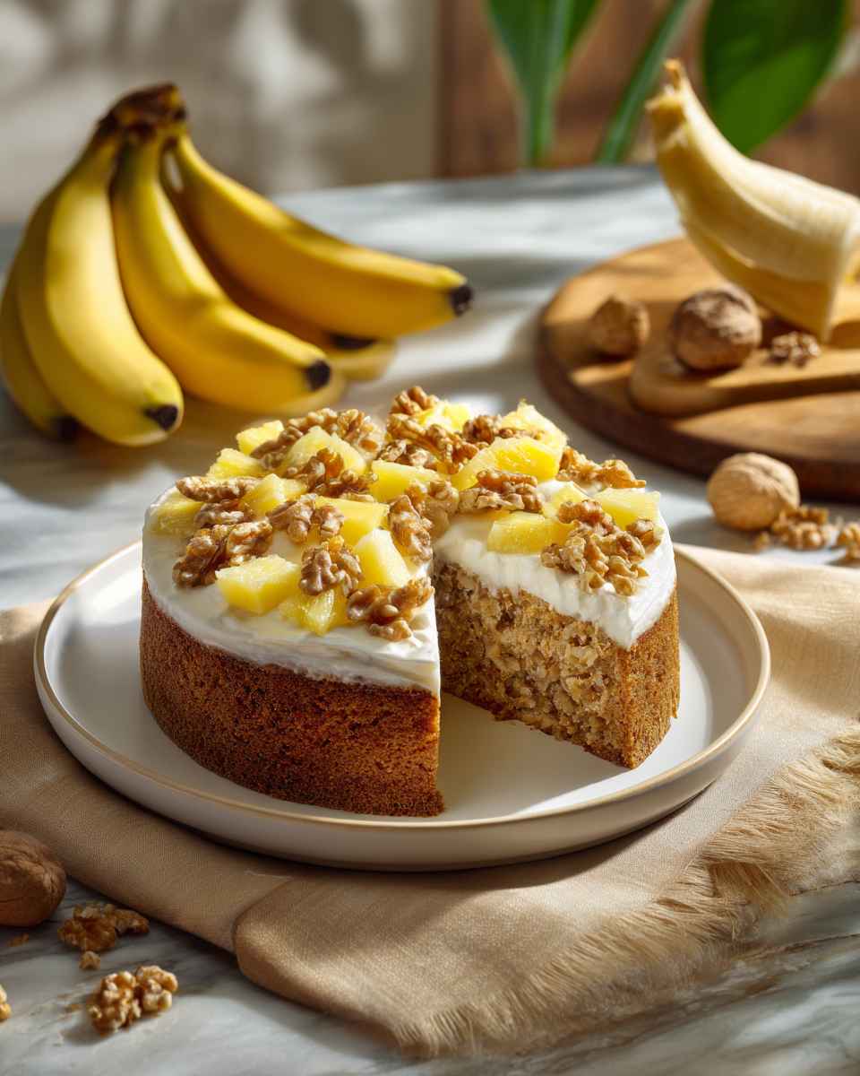 Moist Banana Nut Cake with Pineapple