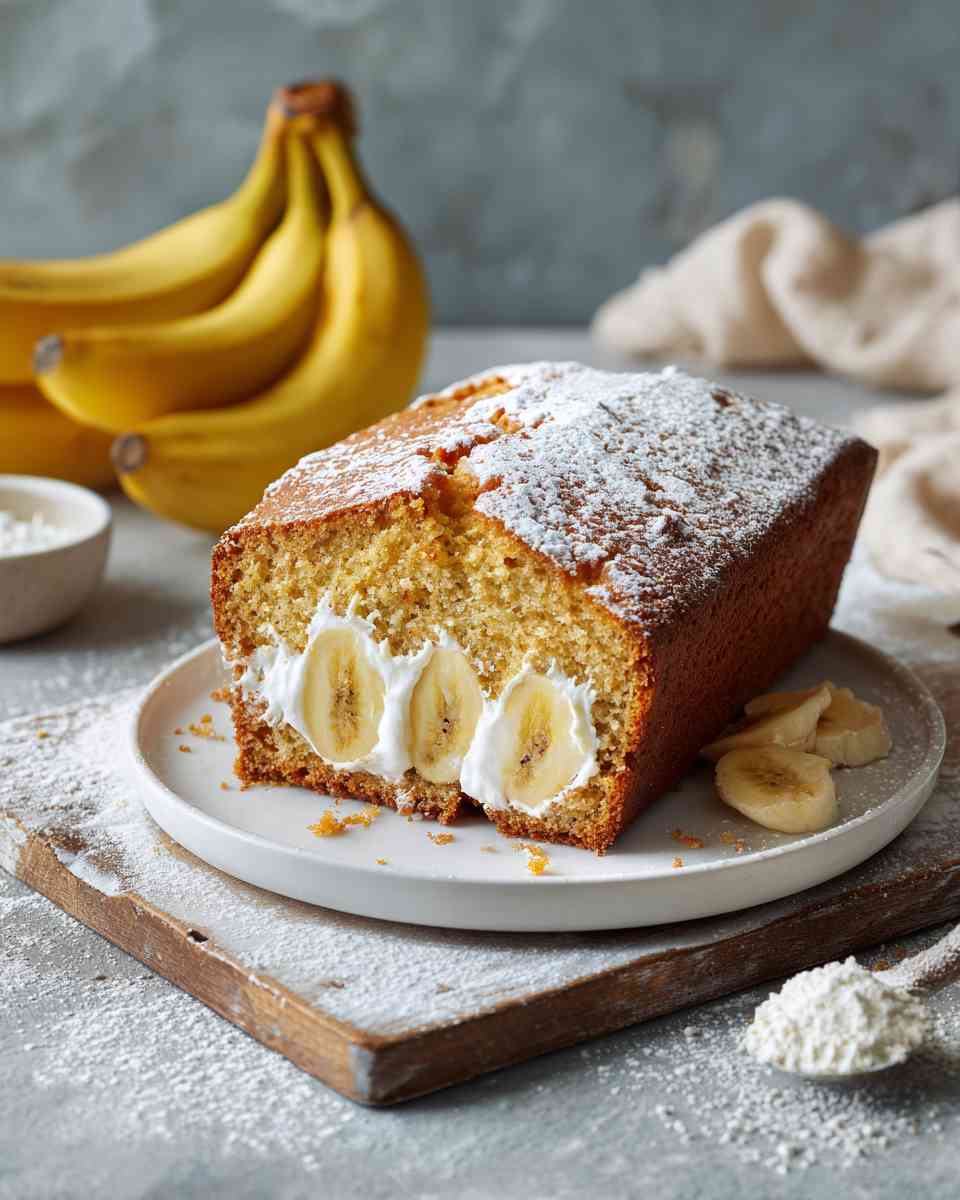 Moist Banana Pound Cake with Creamy Vanilla Pudding