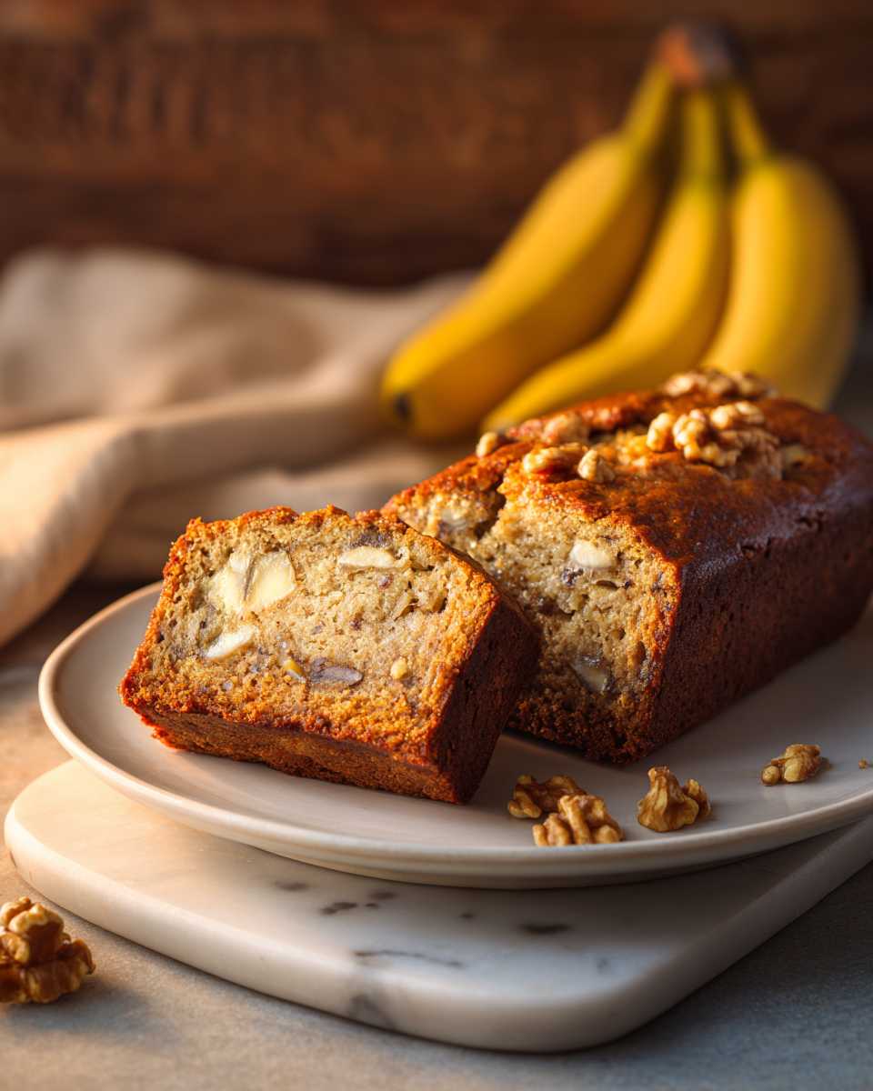 Moist Banana Walnut Bread Loaves