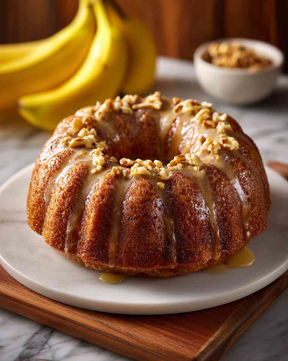 Moist Banana Walnut Bundt Cake