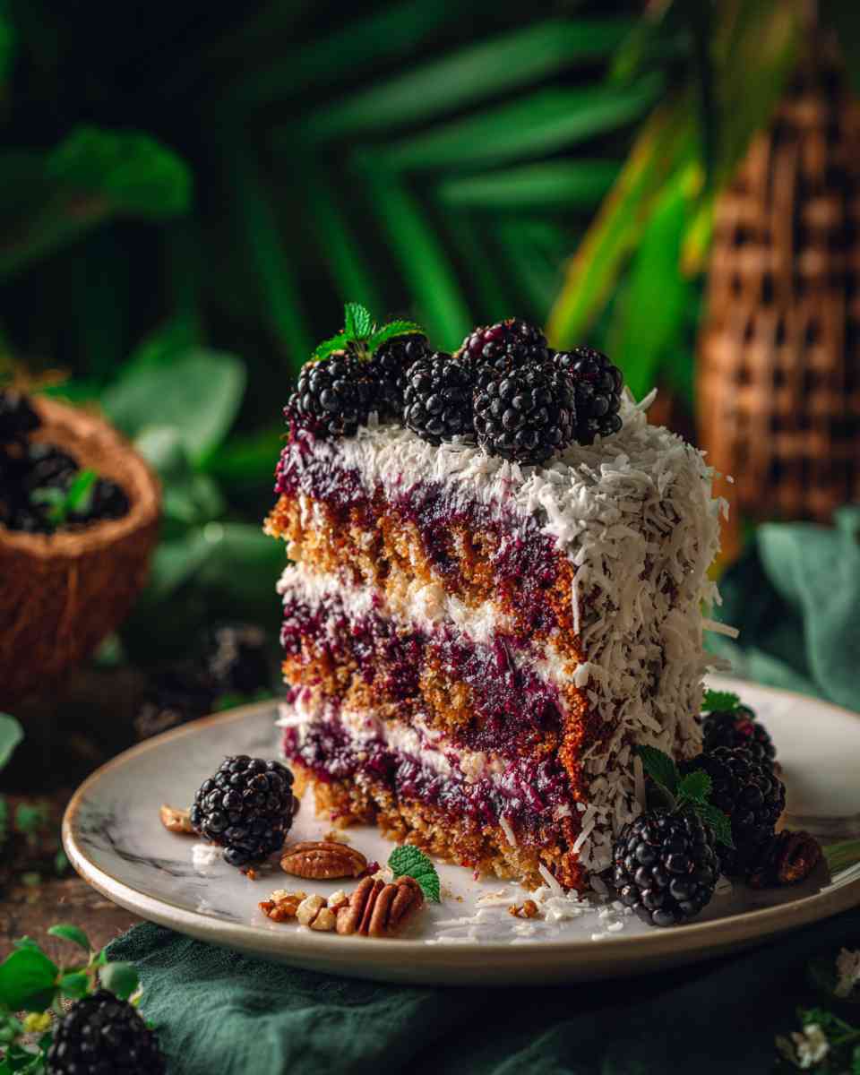 Moist Blackberry Coconut Cake