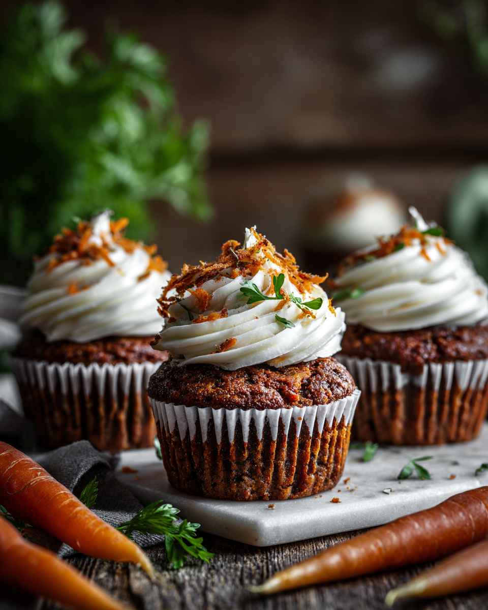 Moist Carrot Cake Cupcakes with Chunky Cream Cheese Frosting