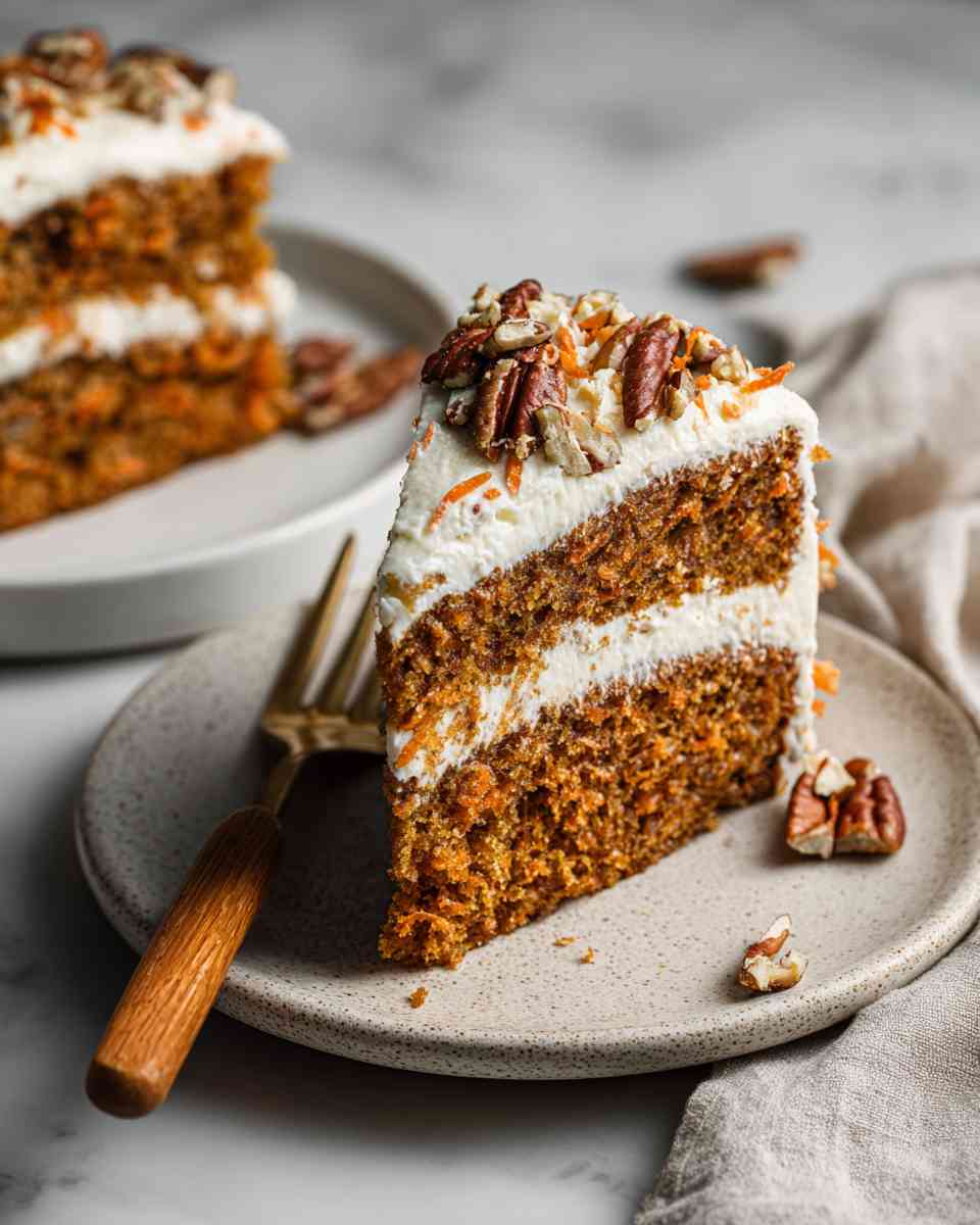 Moist Carrot Cake with Pecan Cream Cheese Frosting