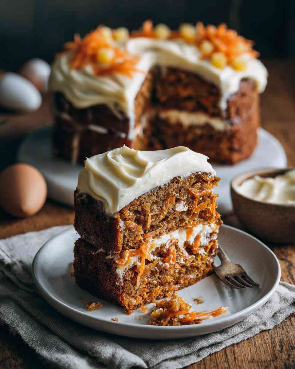 Moist Carrot Spice Cake with Creamy Caramel Frosting