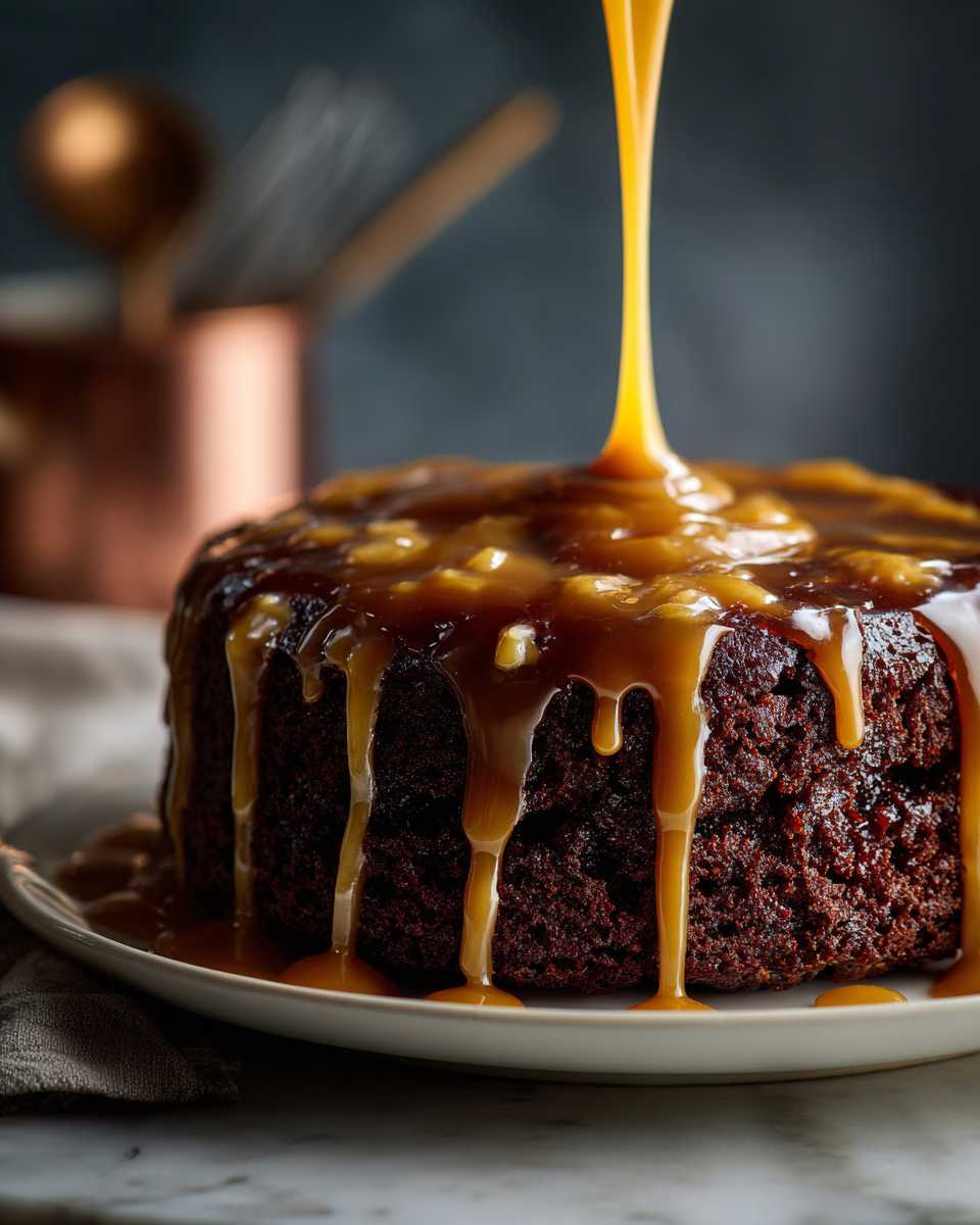Moist Chocolate Potato Cake with Caramel Icing