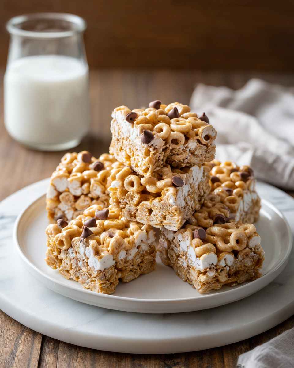 Peanut Butter Cheerio Marshmallow Bars