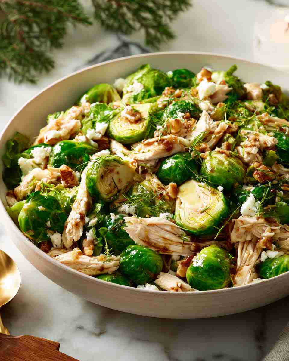 Roasted Brussels Sprouts and Chicken Salad with Balsamic Vinaigrette