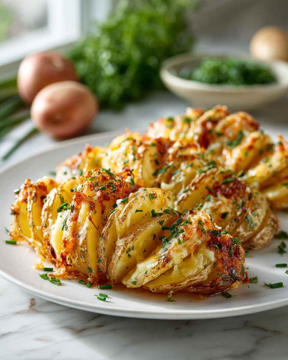 Roasted Cheesy Herb Potato Fans