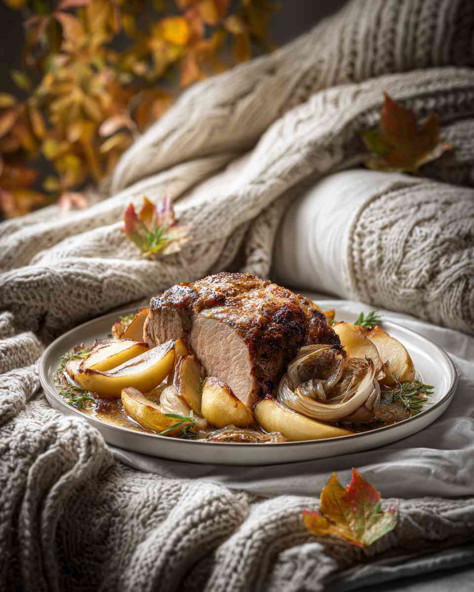 Roasted Pork Loin with Apples and Onions