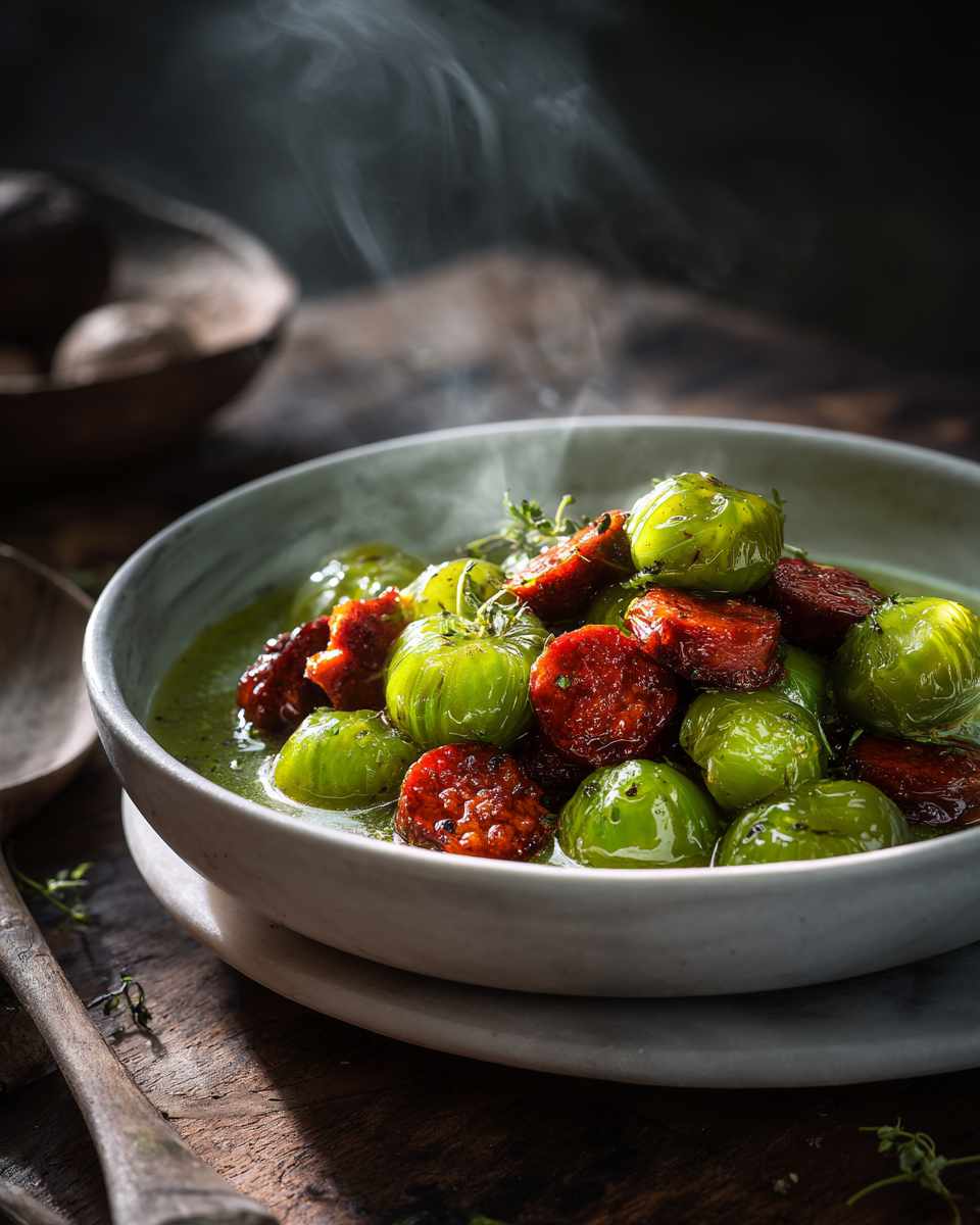 Roasted Tomatillo and Chicken Chorizo Posole