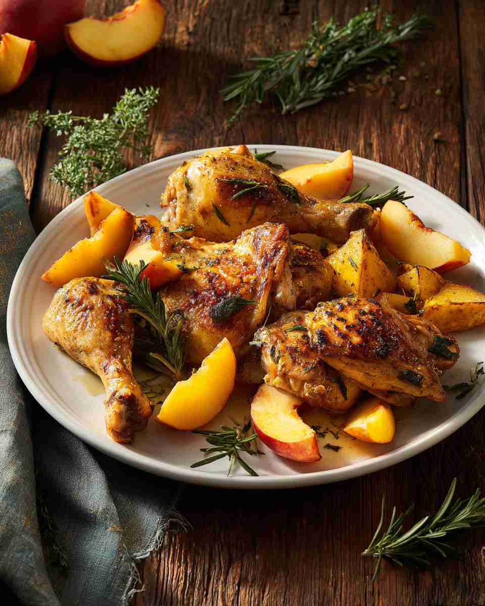 Rosemary Baked Chicken with Acorn Squash and Peaches