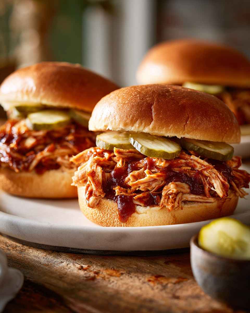 Saucy BBQ Pulled Chicken Sandwiches