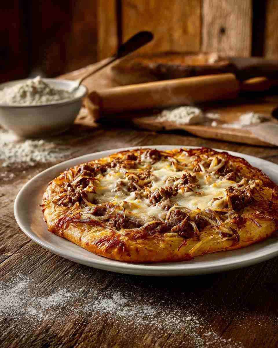 Savory Beef and Potato German Pizza