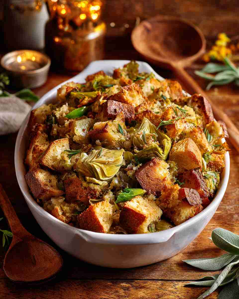 Savory Sourdough and Artichoke Stuffing