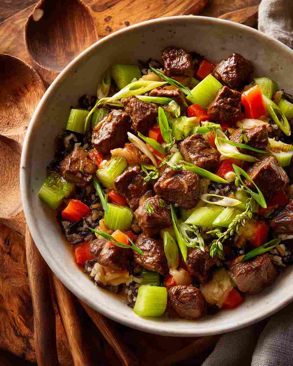 Seared Beef and Vegetable Wild Rice Skillet